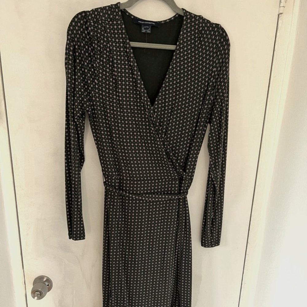 French Connection Green Floral Wrap Dress